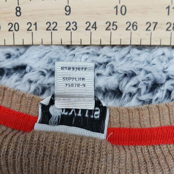 Stylus Women's Large Lightweight Cotton/ Nylon/Wool Tan/ Gray Sweater. - Picture 3 of 12